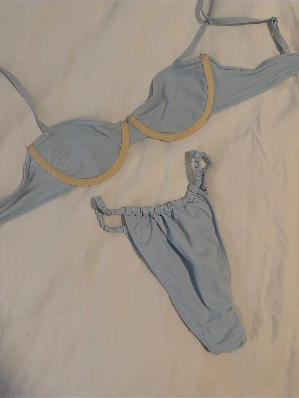 Kendal and Kylie Light Blue Ruched Underwire Bikini Set